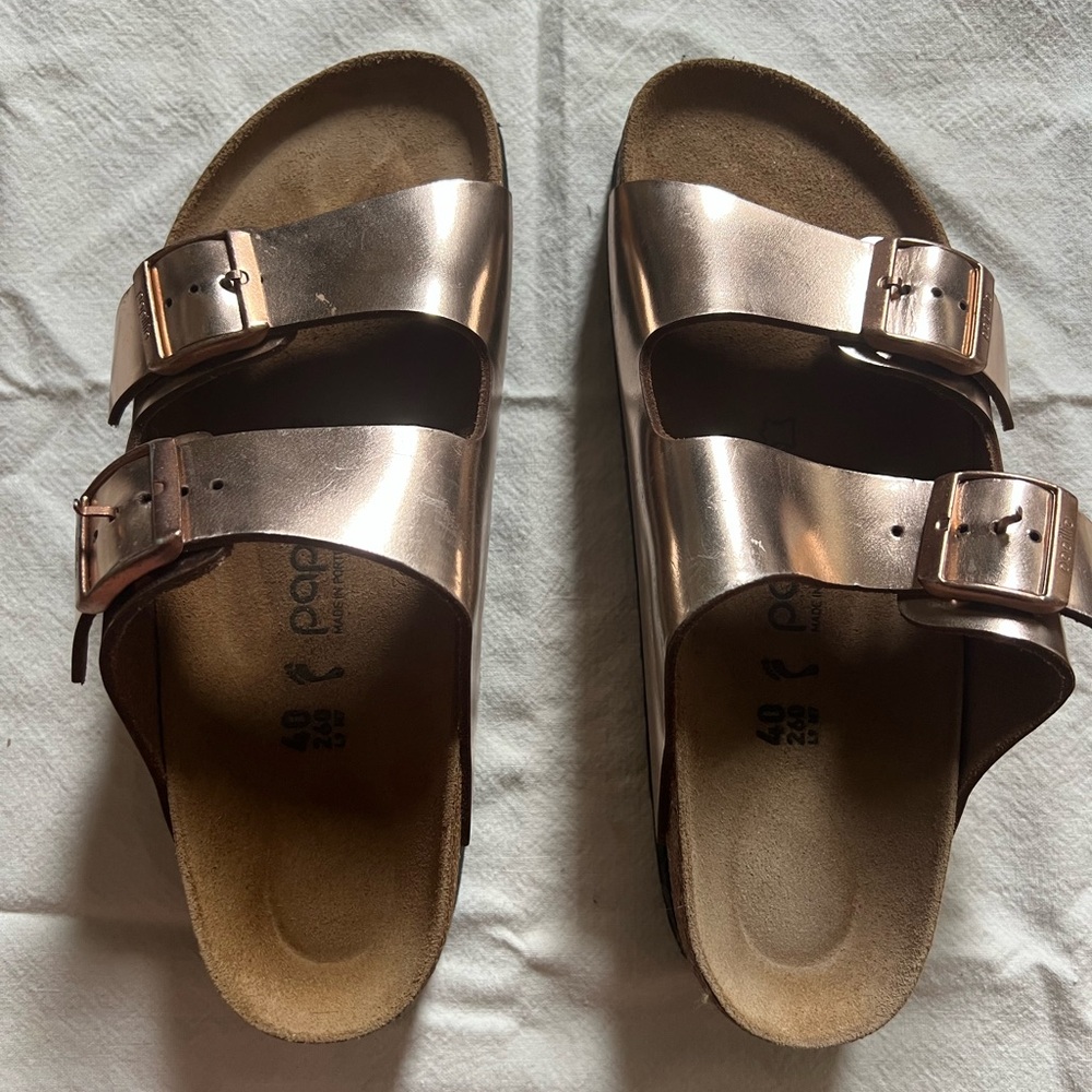 Copper Metallic Buckle Sandals